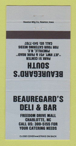 Matchbook Cover - Beauregard's Deli Bar Charlotte NC 30 Strike