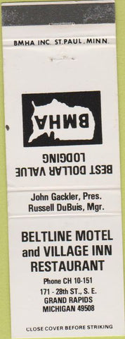 Matchbook Cover - Beltline Motel  and  Village Inn Grand Rapids MI