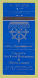 Matchbook Cover - Captain's Seafood Restaurant Stratford ON 30 Strike