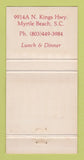 Matchbook Cover - Chestnut Hill Restaurant Myrtle Beach SC WEAR 30 Strike