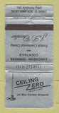 Matchbook Cover - Celing Zero Restaurant Northbrook IL WORN 30 Strike
