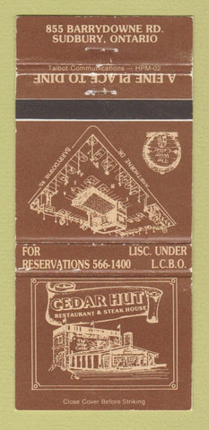 Matchbook Cover - Cedar Hut Restaurant Sudbury ON WEAR 30 Strike