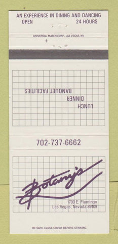 Matchbook Cover - Botany's Las Vegas NV restaurant 30 Strike