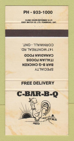 Matchbook Cover - C BBQ Restaurant Cornwall ON 30 Strike