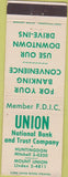 Matchbook Cover - Union National Bank Huntingdon PA
