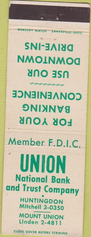 Matchbook Cover - Union National Bank Huntingdon PA