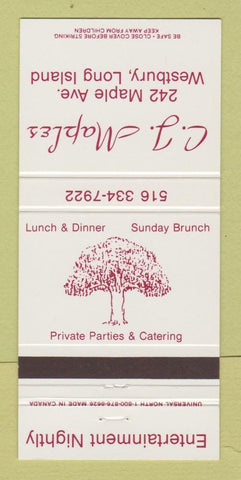 Matchbook Cover - CJ Maples Restaurant Westbury LI NY 30 Strike