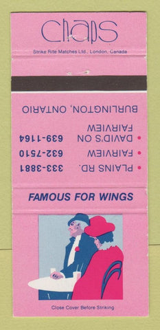 Matchbook Cover - Chaps Restaurant Burlington ON 30 Strike
