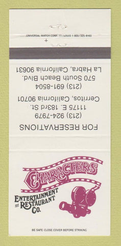 Matchbook Cover - Characters Restaurant La Habra Cerritos CA 30 Strike
