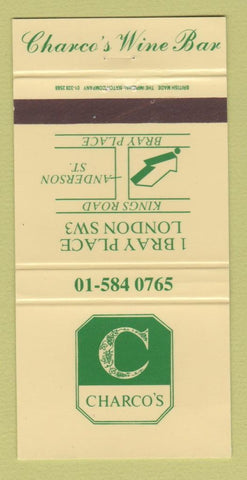 Matchbook Cover - Charco's Wine Bar London UK England 30 Strike
