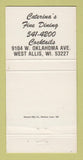 Matchbook Cover - Caterina's Ristorante West Allis WI WEAR 30 Strike