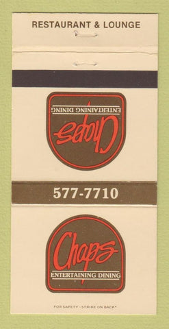 Matchbook Cover - Chaps Restaurant Arlington Heights IL 30 Strike