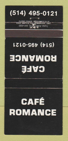 Matchbook Cover - Cafe Romance Canada WEAR 30 Strike