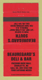 Matchbook Cover - Beauregard's Deli Bar Charlotte NC WEAR 30 Strike