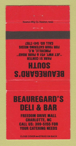 Matchbook Cover - Beauregard's Deli Bar Charlotte NC WEAR 30 Strike