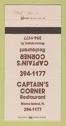 Matchbook Cover - Captain's Corner Restaurant Marco Island FL 30 Strike
