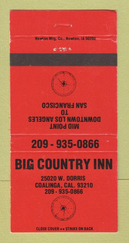 Matchbook Cover - Big Country Inn Coalinga CA WEAR 30 Strike