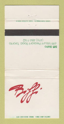 Matchbook Cover - Biffi Bistro Toronto ON WEAR 30 Strike