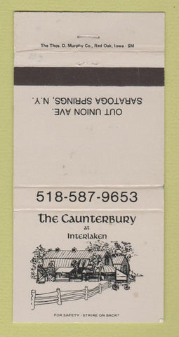 Matchbook Cover The Caunterbury at Interlaken Saratoga Springs NY WEAR 30 Strike