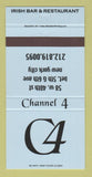 Matchbook Cover - Channel 4 New York City Irish Bar Restaurant 30 Strike
