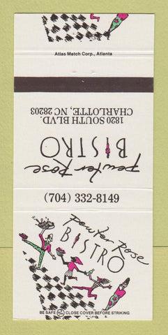 Matchbook Cover - Pewter Rose Bistro Charlotte NC 30 Strike