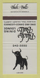 Matchbook Cover - Black Bull Restaurant Calgary AB 30 Strike