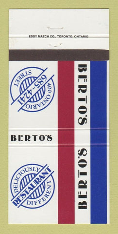Matchbook Cover - Berto's Restaurant St Catharines? ON 30 Strike