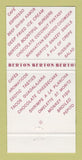 Matchbook Cover - Berto's Restaurant St Catharines? ON 30 Strike