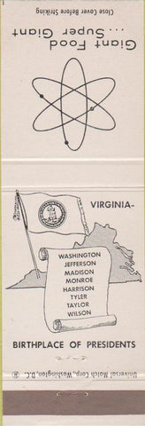 Matchbook Cover - Giant Food Supermarket Atomic Emblem