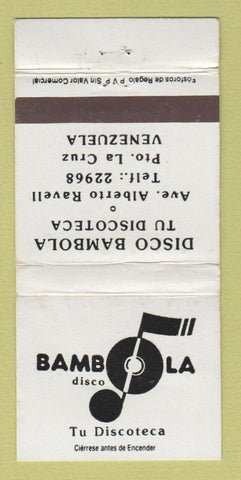 Matchbook Cover - Bambola Disco La Cruz Venezuela WEAR 30 Strike