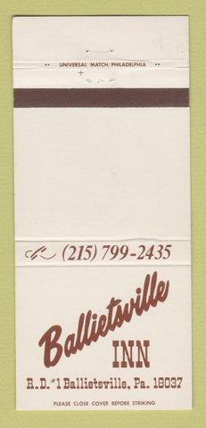 Matchbook Cover - Ballietsville Inn PA 30 Strike