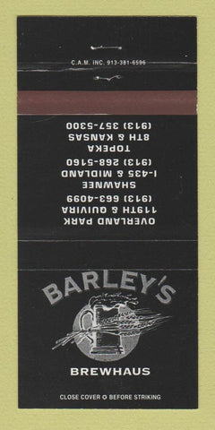 Matchbook Cover - Barley's Brewhaus Overland Park Shawnee Topeka KS 30 Strike