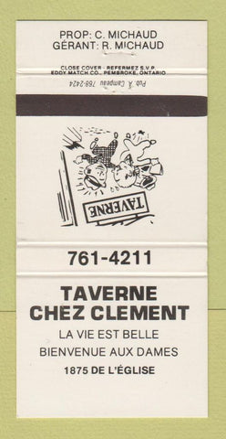 Matchbook Cover - Taverne Chez Clement Quebec QC 30 Strike