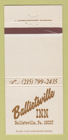 Matchbook Cover - Ballietsville Inn PA 30 Strike
