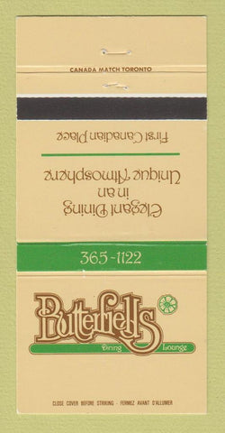 Matchbook Cover - Butterfields Restaurant Toronto ON 30 Strike