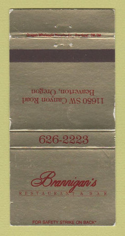 Matchbook Cover - Brannigan's Restaurant Bar Beaverton OR WEAR 30 Strike