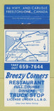 Matchbook Cover - Breezy Corners Restaurant Freelton ON 30 Strike