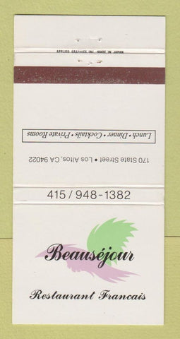 Matchbook Cover - Beausejour Restaurant French Los Altos CA 30 Strike