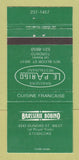 Matchbook Cover - Brasserie Bobino Etobicoke ON Toronto ON LE Parigo 30 Strike