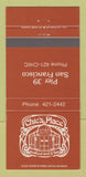 Matchbook Cover - Chic's Place San Francisco CA 30 Strike