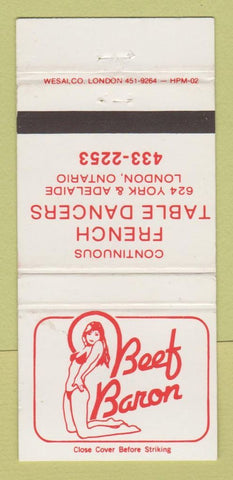 Matchbook Cover - Beef Baron London ON girlie WEAR 30 Strike