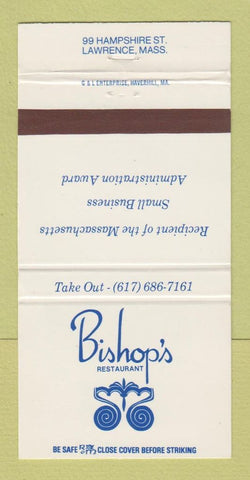 Matchbook Cover - Bishop's Restaurant Lawrence MA 30 Strike
