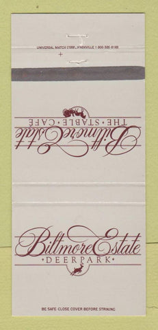 Matchbook Cover - Biltmore Estate Stables Cafe Deer Park 30 Strike