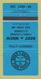 Matchbook Cover - Beef n Brew Restaurant High River AB BLUE WEAR 30 Strike