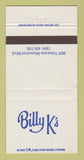 Matchbook Cover - Billy K's Metairie? LA 30 Strike