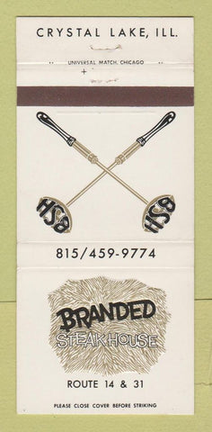 Matchbook Cover - Branded Steak House Crystal Lake IL 30 Strike