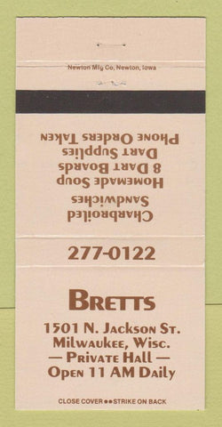 Matchbook Cover - Bretts Restaurant Milwaukee WI 30 Strike