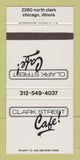 Matchbook Cover - Clark Street Cafe Chicago IL 30 Strike