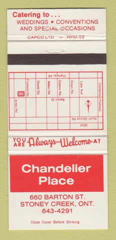 Matchbook Cover - Chandelier Place Stoney Creek ON 30 Strike