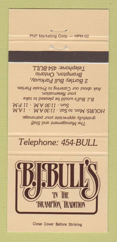 Matchbook Cover - BJ Bull's Restaurant Brampton ON 30 Strike